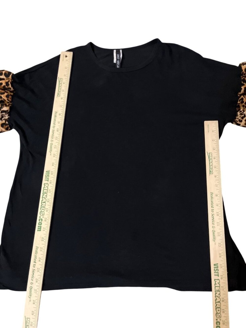 Lovely Souls Womens 3X Black Top Animal Print Ruffle Sleeve Cotton Blend Used - Picture 8 of 14